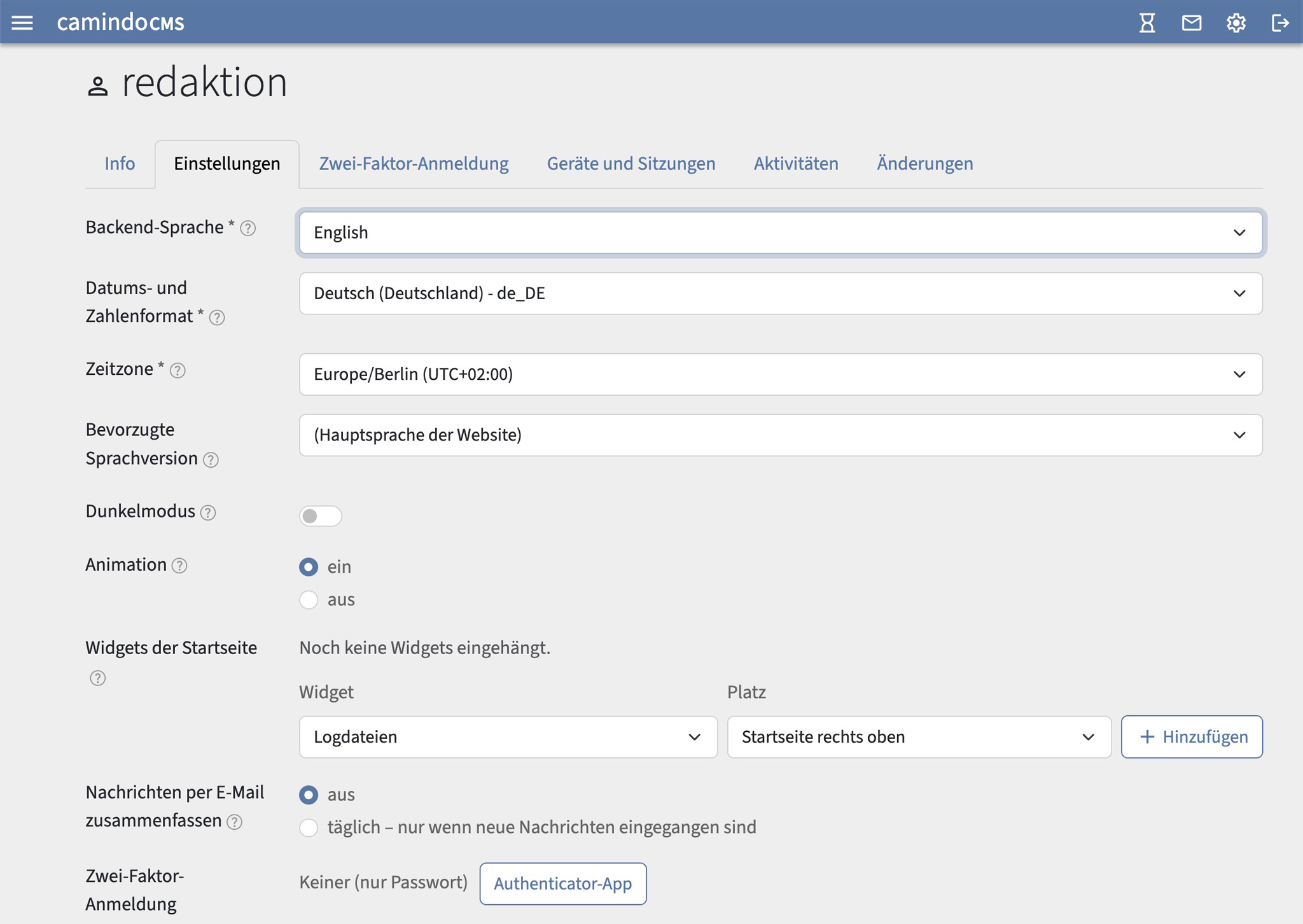 Screenshot: Benutzer