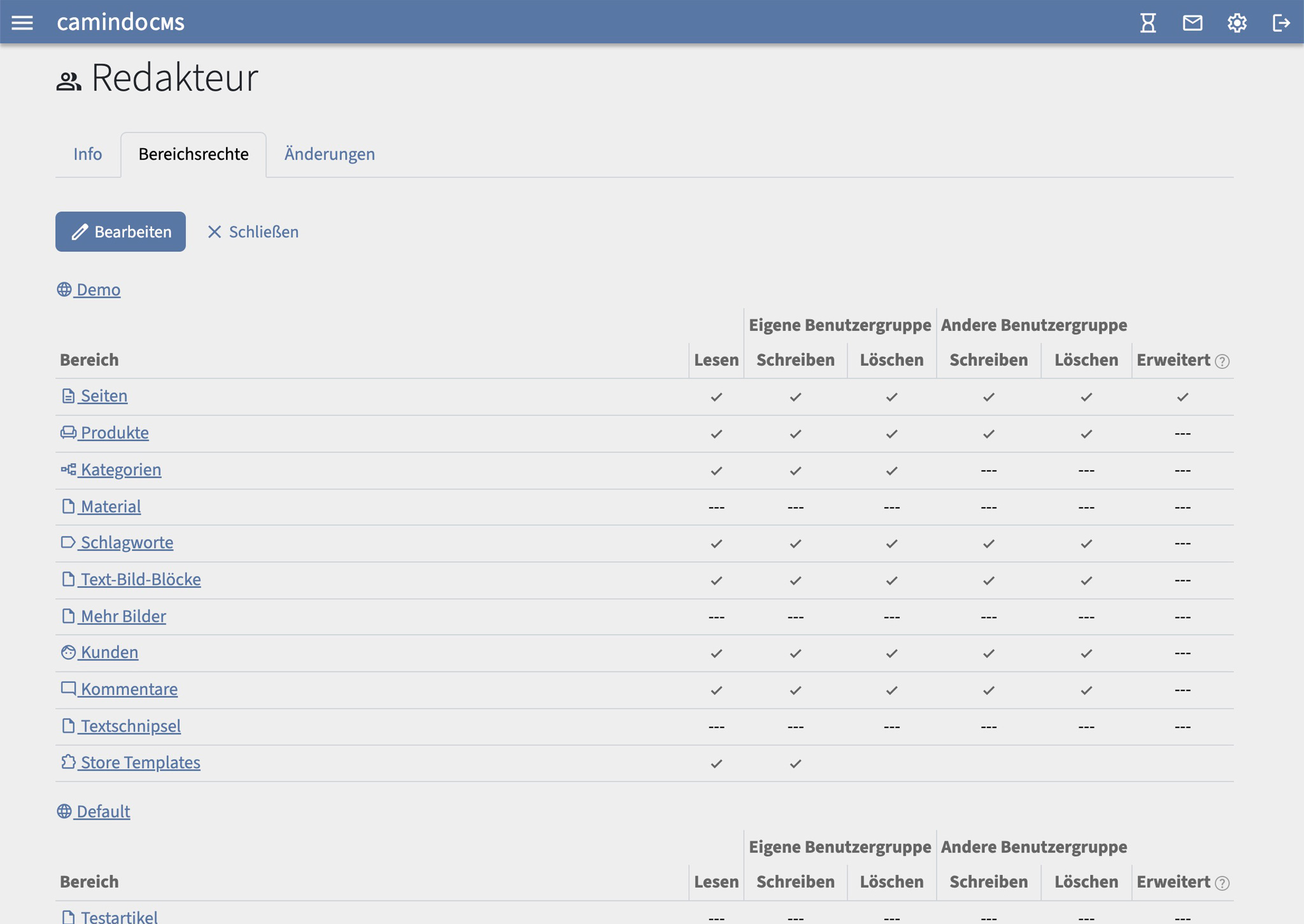 Screenshot: Gruppenrechte