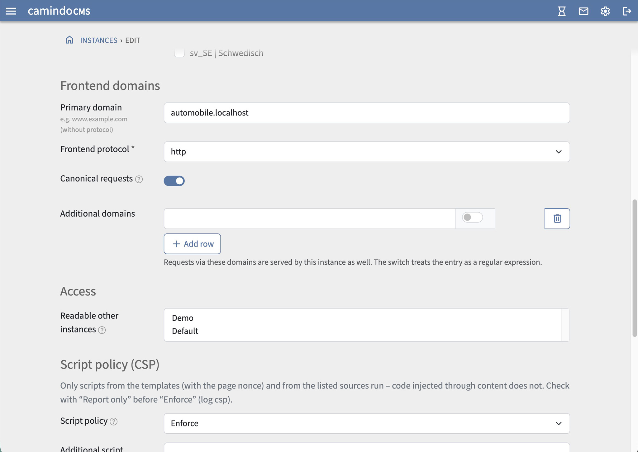 Screenshot: Instanzen