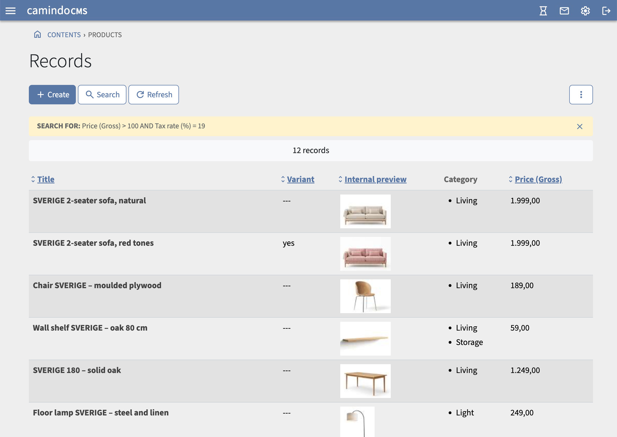 Screenshot: Suchergebnis